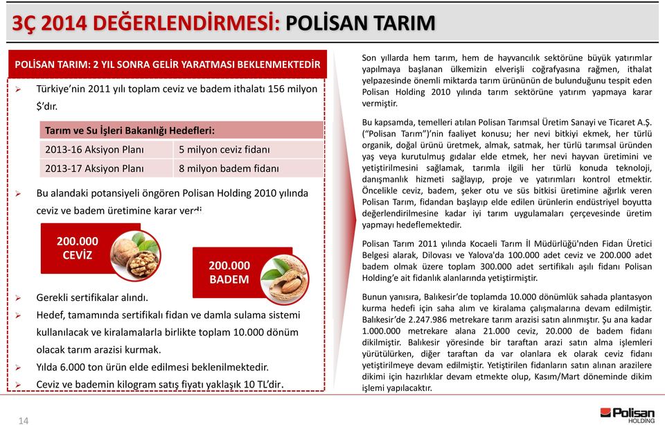 badem üretimine karar verdi. 200.000 CEVİZ Gerekli sertifikalar alındı. Hedef, tamamında sertifikalı fidan ve damla sulama sistemi kullanılacak ve kiralamalarla birlikte toplam 10.