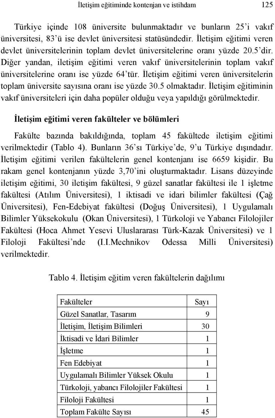 Diğer yandan, iletişim eğitimi veren vakıf üniversitelerinin toplam vakıf üniversitelerine oranı ise yüzde 64 tür. İletişim eğitimi veren üniversitelerin toplam üniversite sayısına oranı ise yüzde 30.