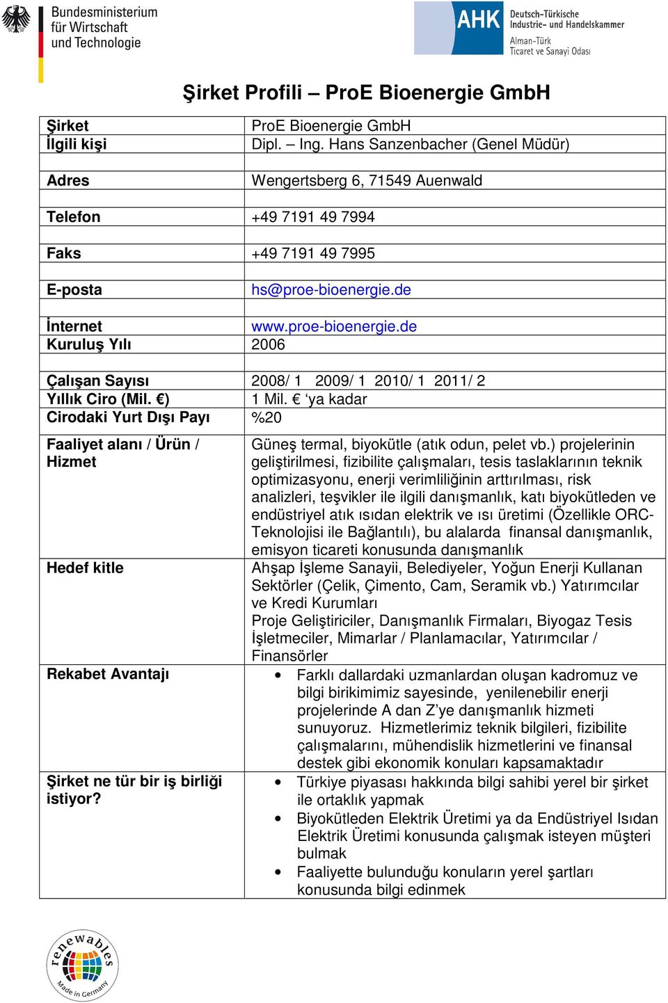 ) projelerinin geliştirilmesi, fizibilite çalışmaları, tesis taslaklarının teknik optimizasyonu, enerji verimliliğinin arttırılması, risk analizleri, teşvikler ile ilgili danışmanlık, katı