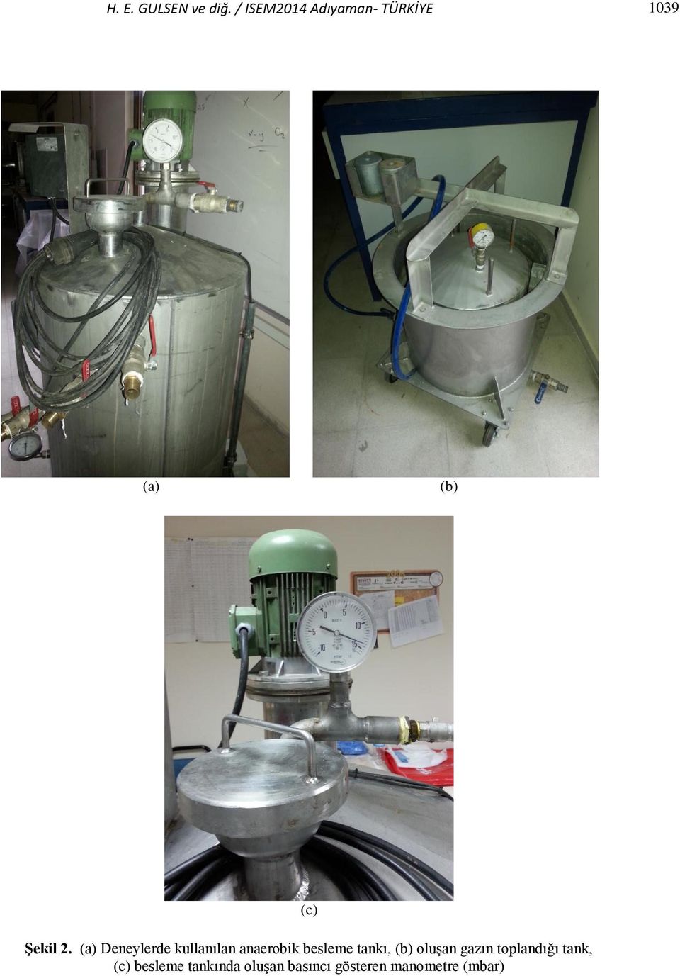 (a) Deneylerde kullanılan anaerobik besleme tankı, (b)