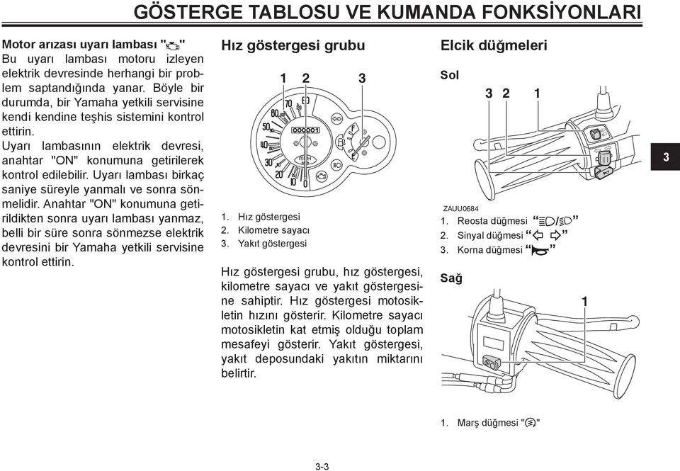 Uyarı lambası birkaç saniye süreyle yanmalı ve sonra sönmelidir.