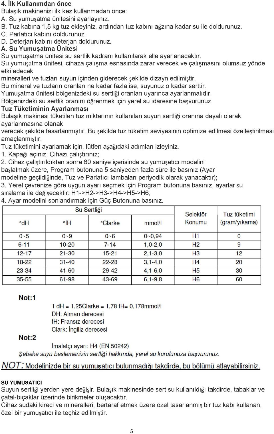 Su yumuşatma ünitesi, cihaza çalışma esnasında zarar verecek ve çalışmasını olumsuz yönde etki edecek mineralleri ve tuzları suyun içinden giderecek şekilde dizayn edilmiştir.