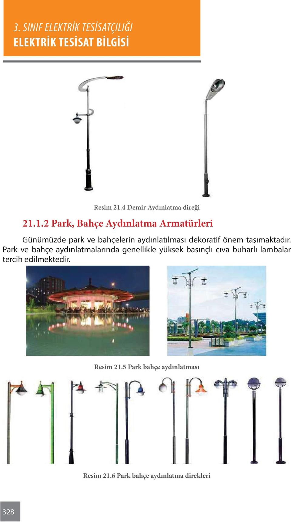 1.2 Park, Bahçe Aydınlatma Armatürleri Günümüzde park ve bahçelerin aydınlatılması