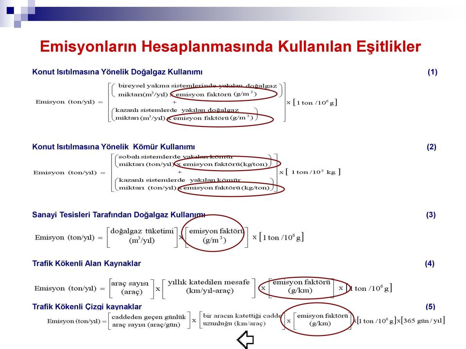 Yönelik Kömür Kullanımı (2) Sanayi Tesisleri Tarafından Doğalgaz