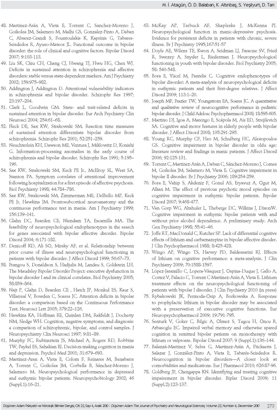 JL. Functional outcome in bipolar disorder: the role of clinical and cognitive factors. Bipolar Disord 2007; 9:103-113. 49. Liu SK, Chiu CH, Chang CJ, Hwang TJ, Hwu HG, Chen WJ.