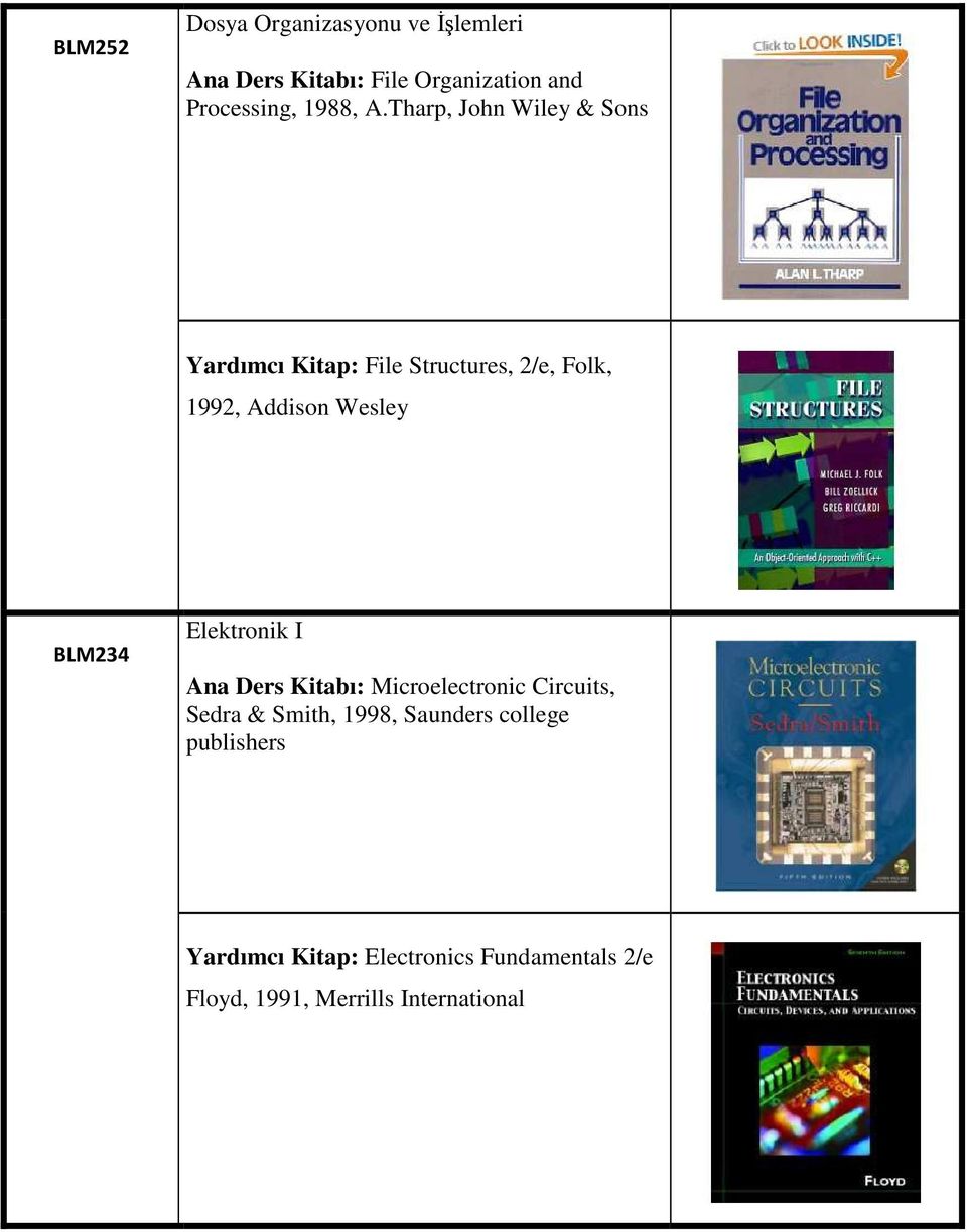 Tharp, John Wiley & Sons Yardımcı Kitap: File Structures, 2/e, Folk, 1992, Addison Wesley