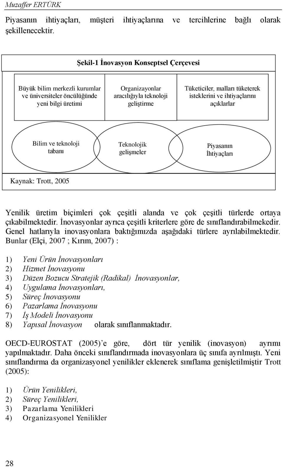 isteklerini ve ihtiyaçlarını açıklarlar Bilim ve teknoloji tabanı Teknolojik gelişmeler Piyasanın İhtiyaçları Kaynak: Trott, 2005 Yenilik üretim biçimleri çok çeşitli alanda ve çok çeşitli türlerde