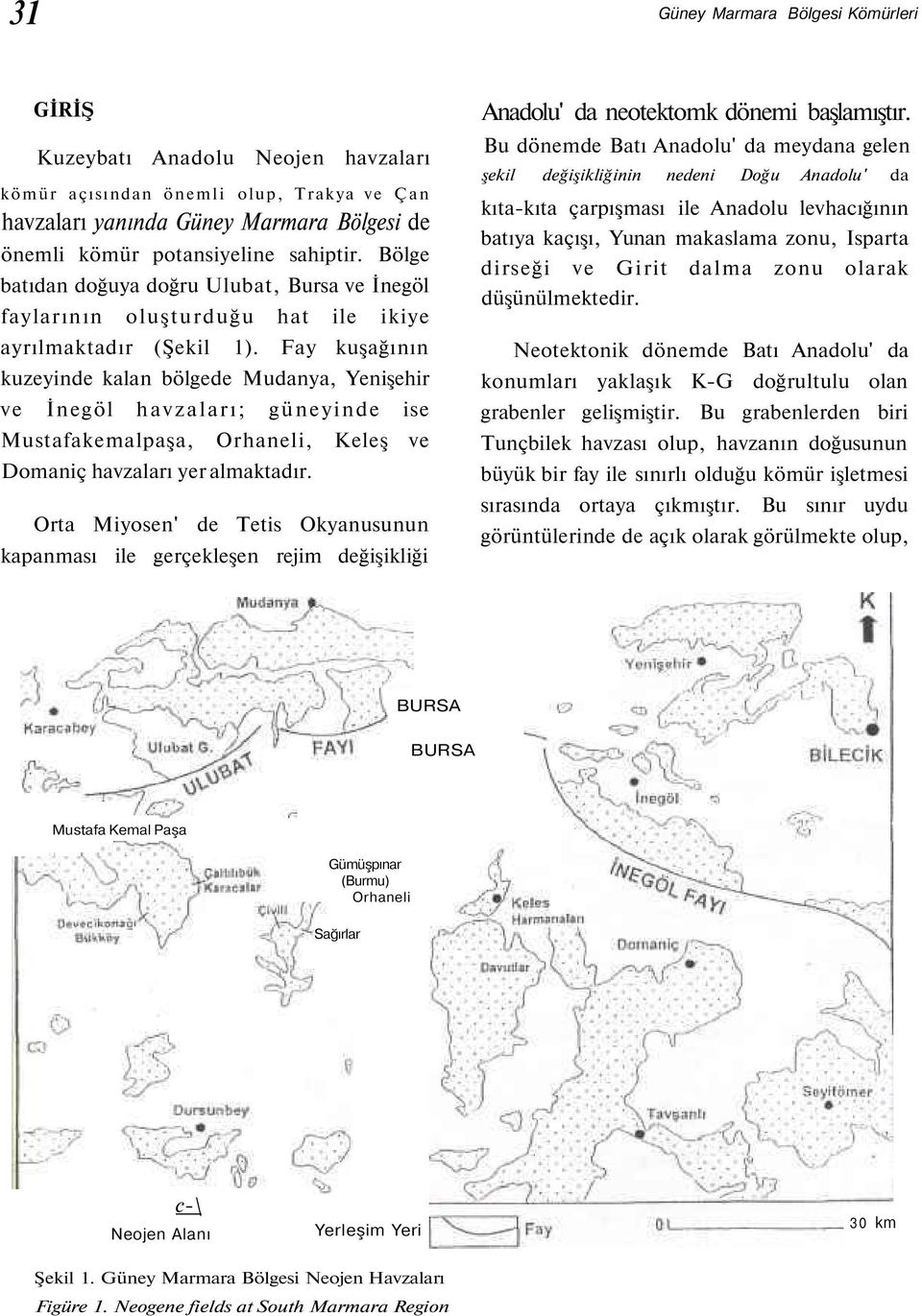 Fay kuşağının kuzeyinde kalan bölgede Mudanya, Yenişehir ve İnegöl havzaları; güneyinde ise Mustafakemalpaşa, Orhaneli, Keleş ve Domaniç havzaları yer almaktadır.