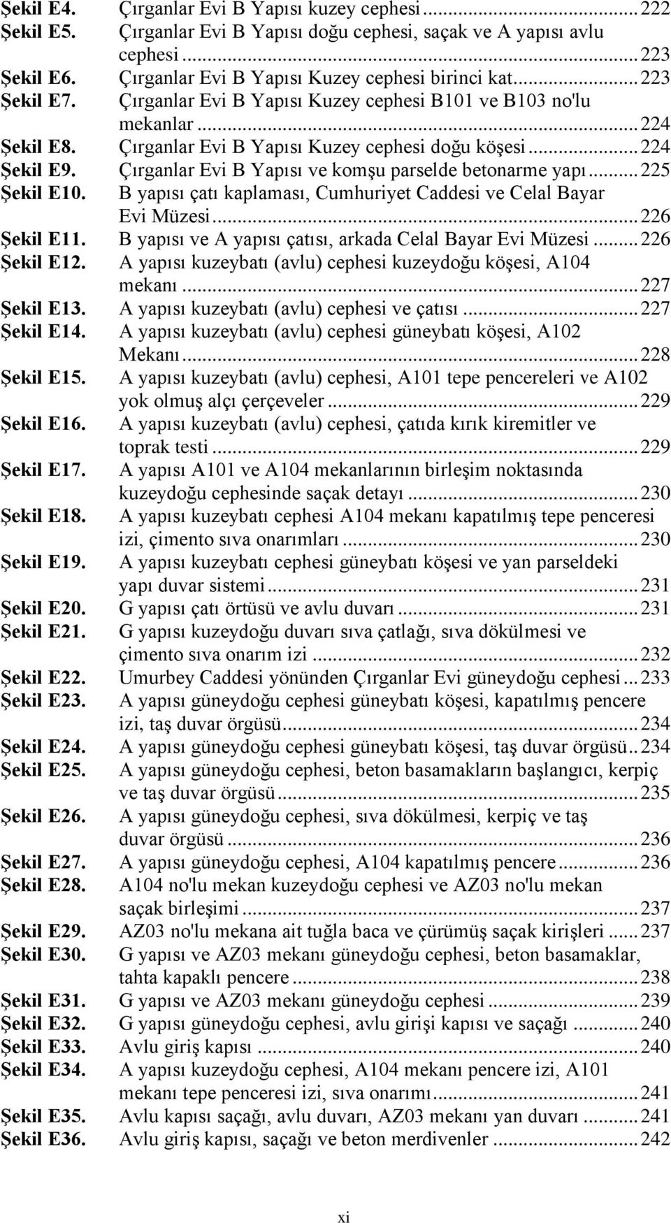 Çırganlar Evi B Yapısı ve komşu parselde betonarme yapı... 225 Şekil E10. B yapısı çatı kaplaması, Cumhuriyet Caddesi ve Celal Bayar Evi Müzesi... 226 Şekil E11.