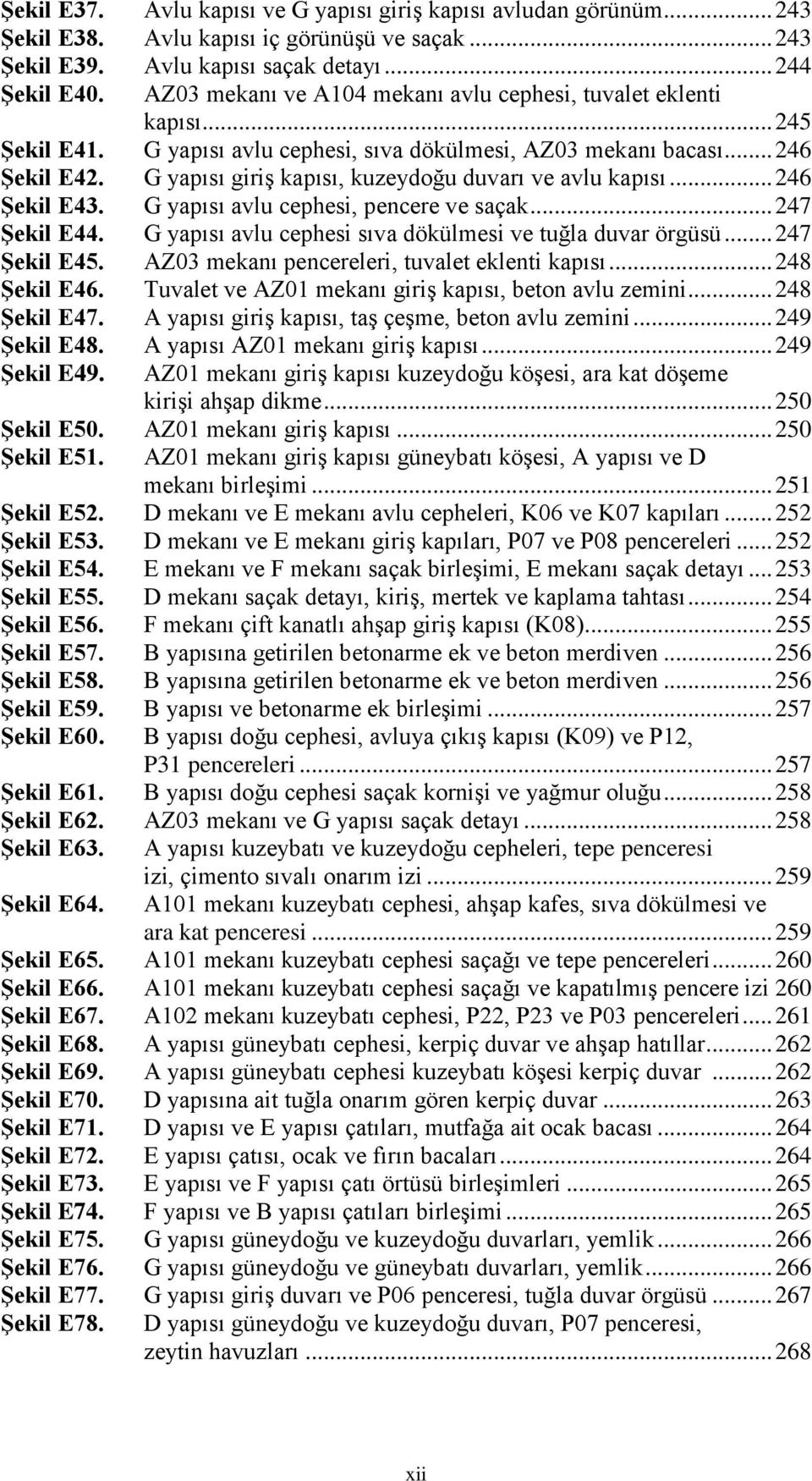 G yapısı giriş kapısı, kuzeydoğu duvarı ve avlu kapısı... 246 Şekil E43. G yapısı avlu cephesi, pencere ve saçak... 247 Şekil E44. G yapısı avlu cephesi sıva dökülmesi ve tuğla duvar örgüsü.