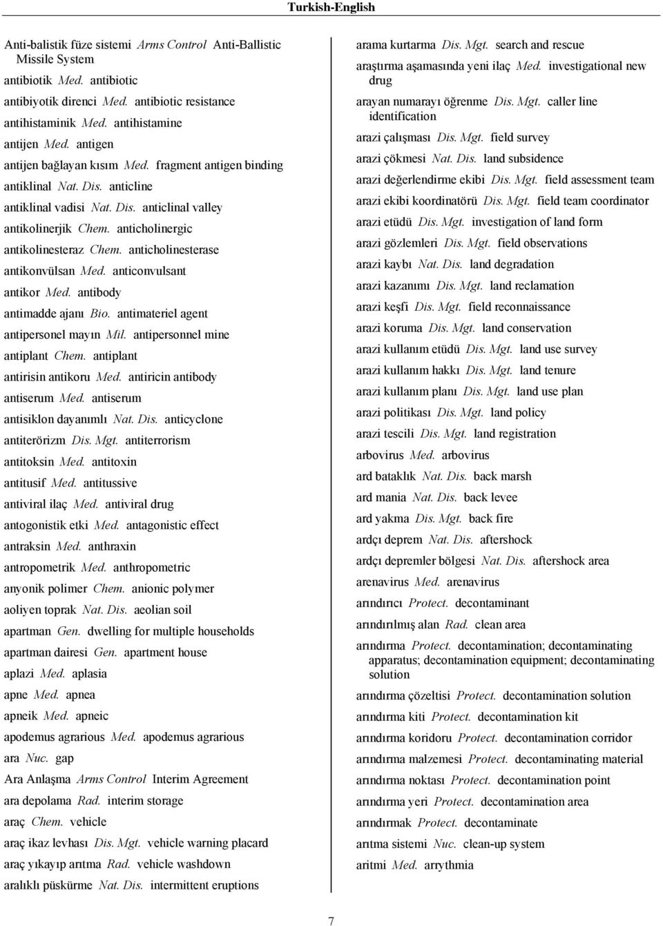 anticholinergic antikolinesteraz Chem. anticholinesterase antikonvülsan Med. anticonvulsant antikor Med. antibody antimadde ajanı Bio. antimateriel agent antipersonel mayın Mil.