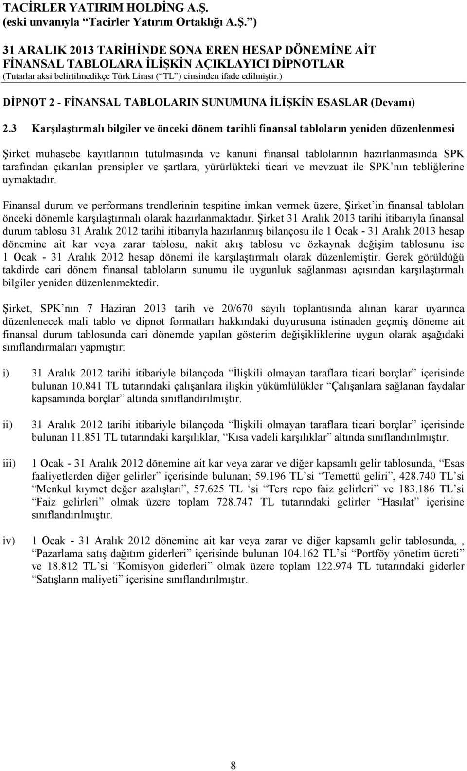 çıkarılan prensipler ve şartlara, yürürlükteki ticari ve mevzuat ile SPK nın tebliğlerine uymaktadır.