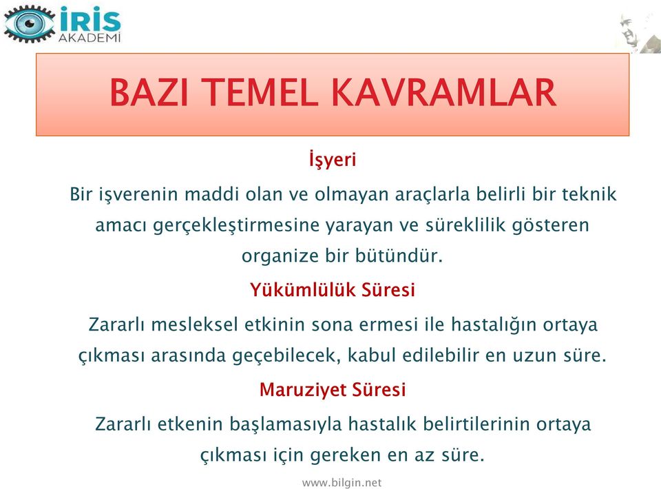 Yükümlülük Süresi Zararlı mesleksel etkinin sona ermesi ile hastalığın ortaya çıkması arasında