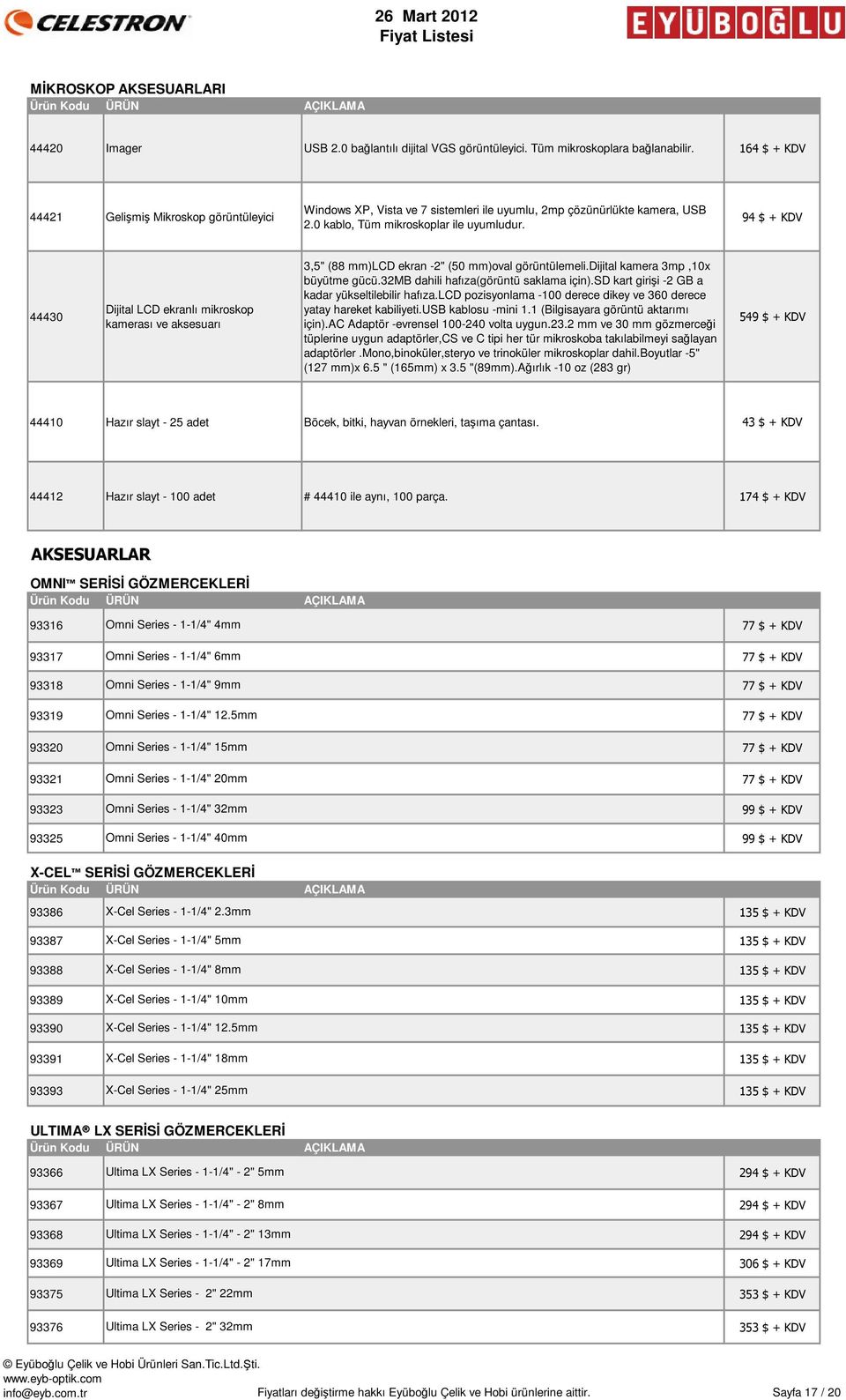 94 $ + KDV 44430 Dijital LCD ekranlı mikroskop kamerası ve aksesuarı 3,5" (88 mm)lcd ekran -2" (50 mm)oval görüntülemeli.dijital kamera 3mp,10x büyütme gücü.32mb dahili hafıza(görüntü saklama için).