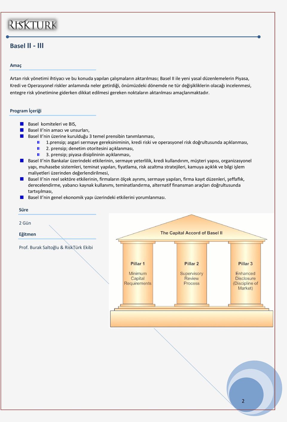 Basel komiteleri ve BIS, Basel II nin amacı ve unsurları, Basel II nin üzerine kurulduğu 3 temel prensibin tanımlanması, 1.