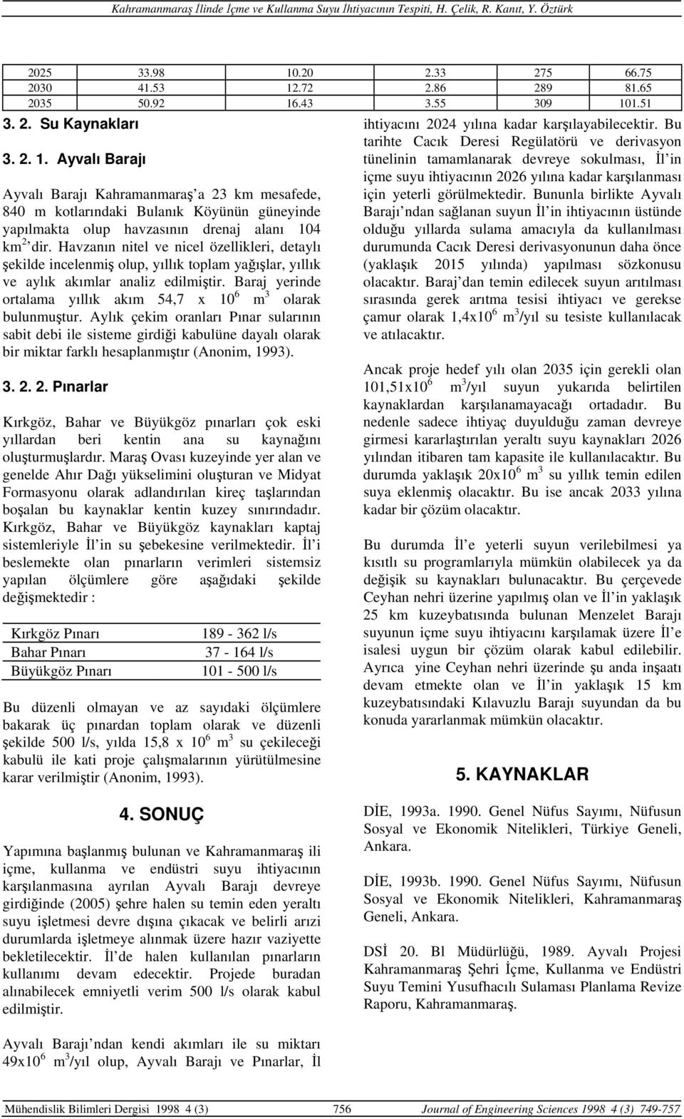 Baraj yerinde ortalama yıllık akım 54,7 x 10 6 m 3 olarak bulunmuştur.