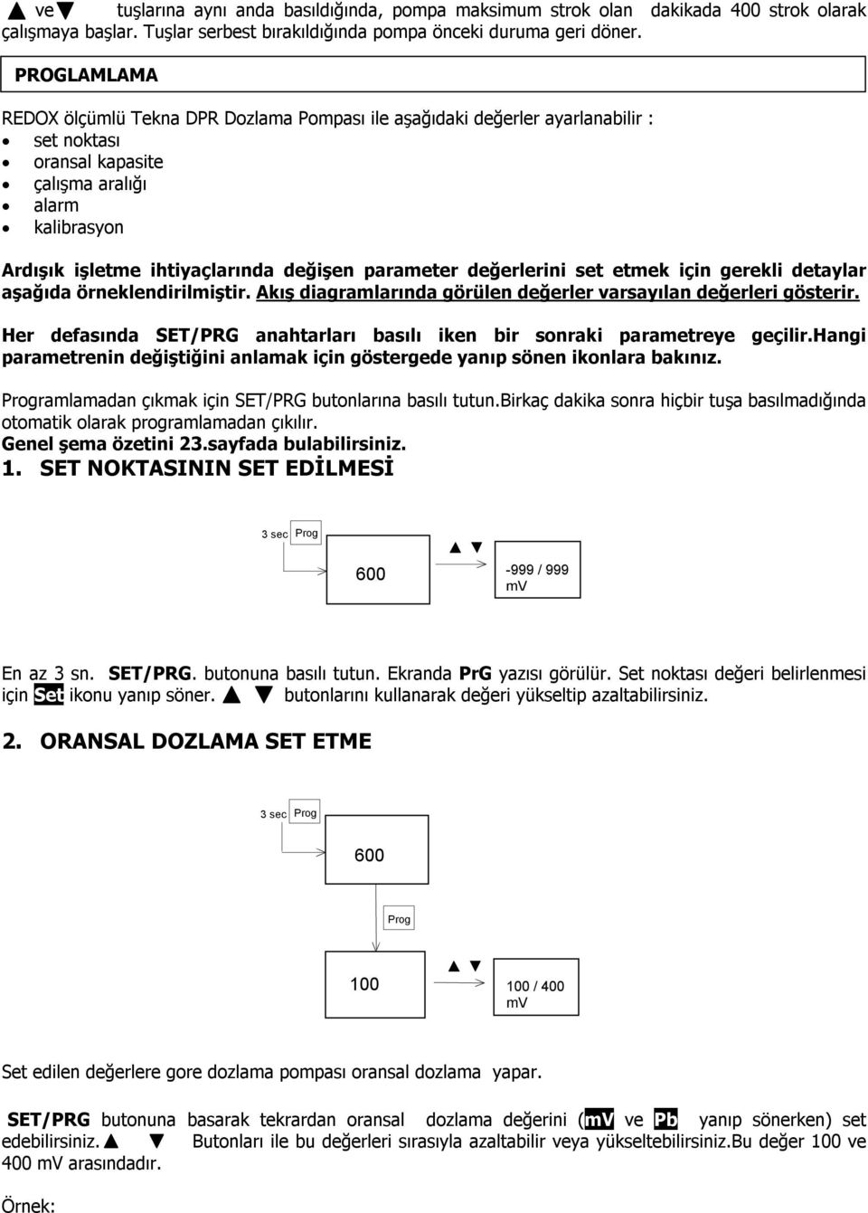 parameter değerlerini set etmek için gerekli detaylar aşağıda örneklendirilmiştir. Akış diagramlarında görülen değerler varsayılan değerleri gösterir.