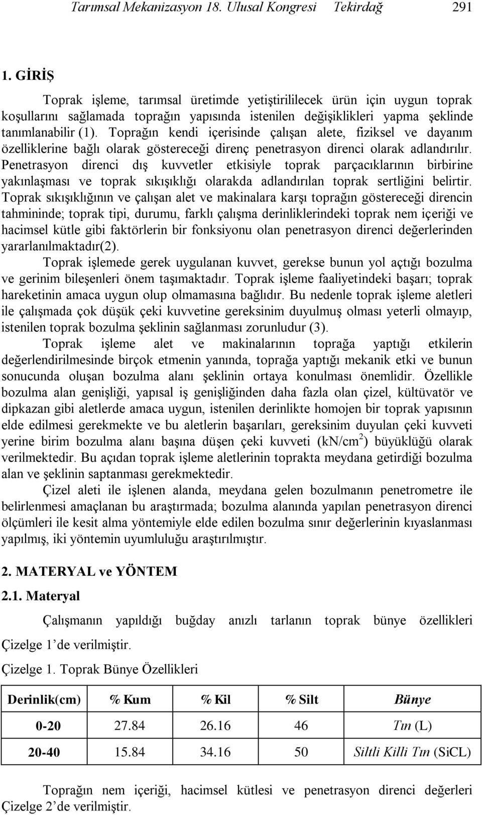 Toprağın kendi içerisinde çalışan alete, fiziksel ve dayanım özelliklerine bağlı olarak göstereceği direnç penetrasyon direnci olarak adlandırılır.