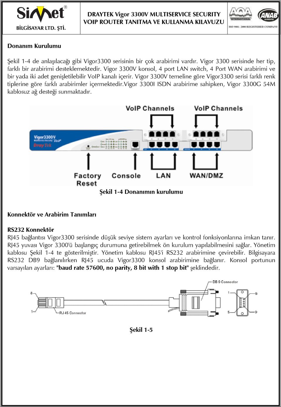 Vigor 3300V temeline göre Vigor3300 serisi farklı renk tiplerine göre farklı arabirimler içermektedir.vigor 3300I ISDN arabirime sahipken, Vigor 3300G 54M kablosuz ağ desteği sunmaktadır.