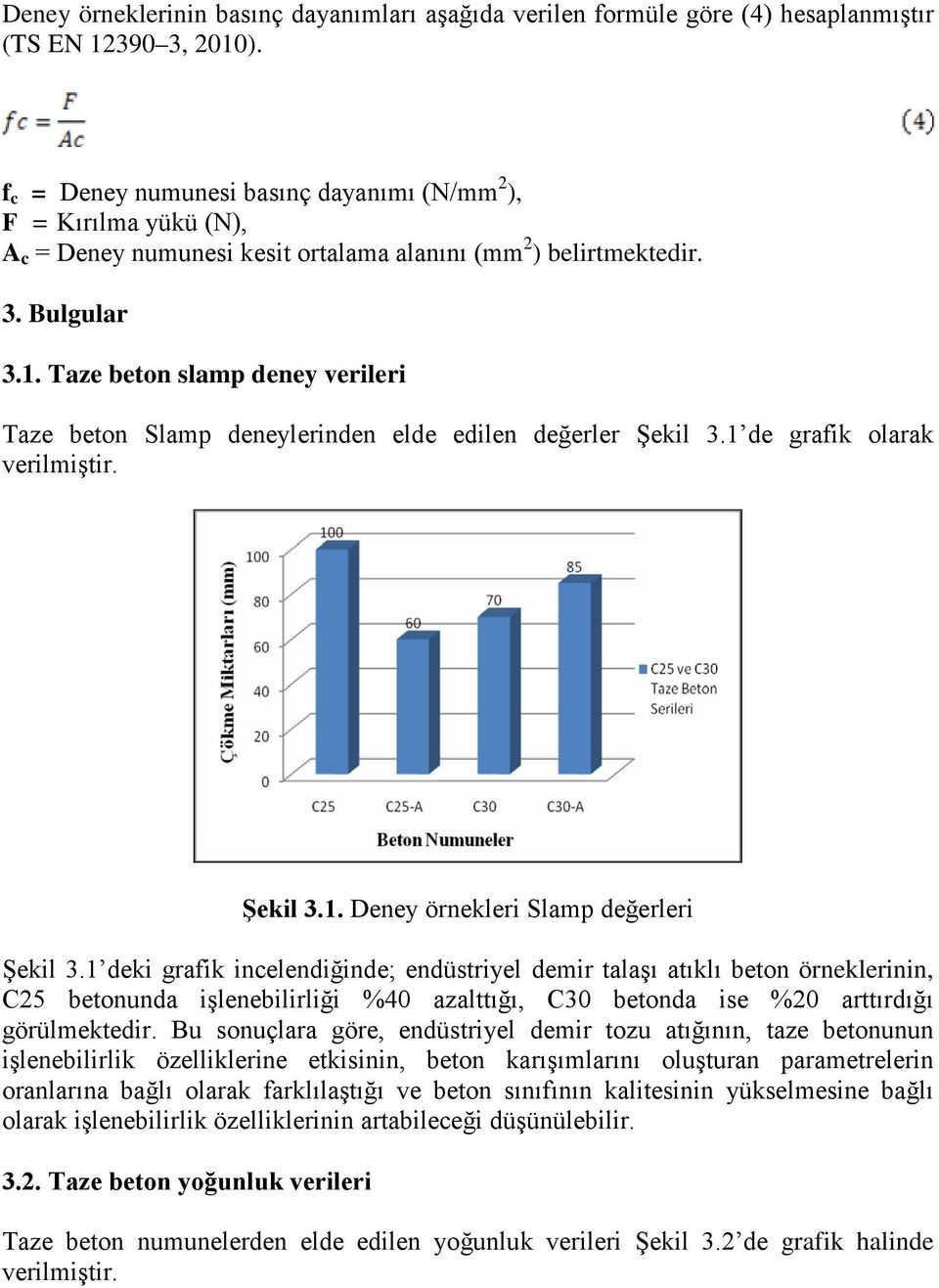 Taze beton slamp deney verileri Taze beton Slamp deneylerinden elde edilen değerler Şekil 3.1 de grafik olarak verilmiştir. Şekil 3.1. Deney örnekleri Slamp değerleri Şekil 3.