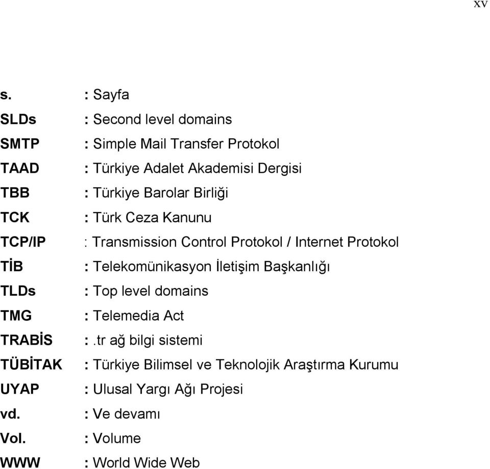 Telekomünikasyon İletişim Başkanlığı TLDs : Top level domains TMG : Telemedia Act TRABİS :.