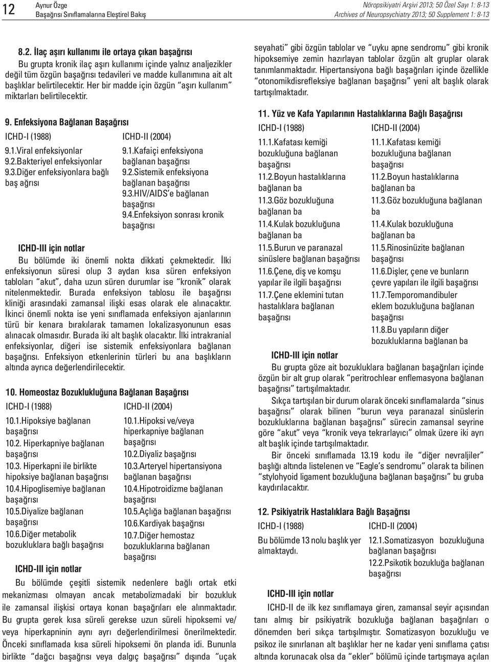 1.Kafaiçi enfeksiyona bağlanan 9.2.Sistemik enfeksiyona bağlanan 9.3.HIV/AIDS e bağlanan 9.4.Enfeksiyon sonrası kronik Bu bölümde iki önemli nokta dikkati çekmektedir.