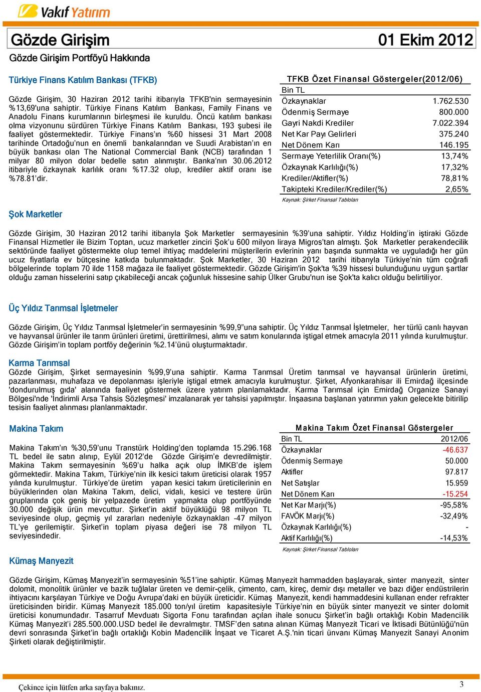 Öncü katılım bankası olma vizyonunu sürdüren Türkiye Finans Katılım Bankası, 193 şubesi ile faaliyet göstermektedir.