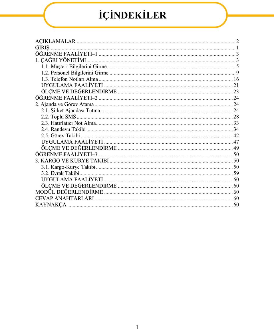 ..33 2.4. Randevu Takibi...34 2.5. Görev Takibi...42 UYGULAMA FAALİYETİ...47 ÖLÇME VE DEĞERLENDİRME...49 ÖĞRENME FAALİYETİ 3...50 3. KARGO VE KURYE TAKİBİ...50 3.1.