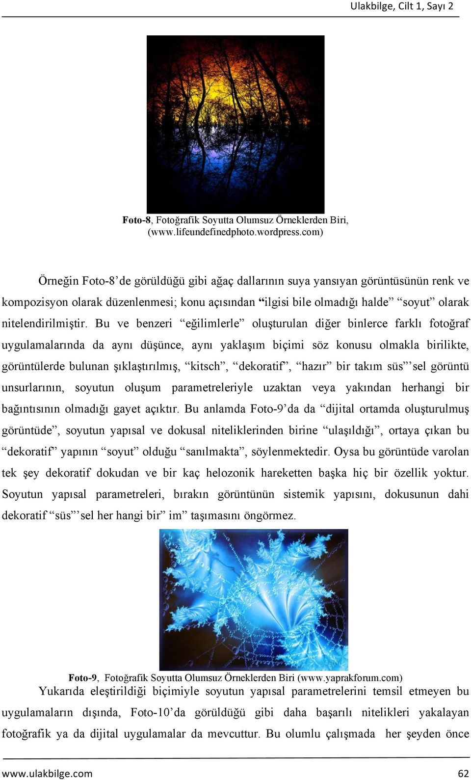 Bu ve benzeri eğilimlerle oluşturulan diğer binlerce farklı fotoğraf uygulamalarında da aynı düşünce, aynı yaklaşım biçimi söz konusu olmakla birilikte, görüntülerde bulunan şıklaştırılmış, kitsch,