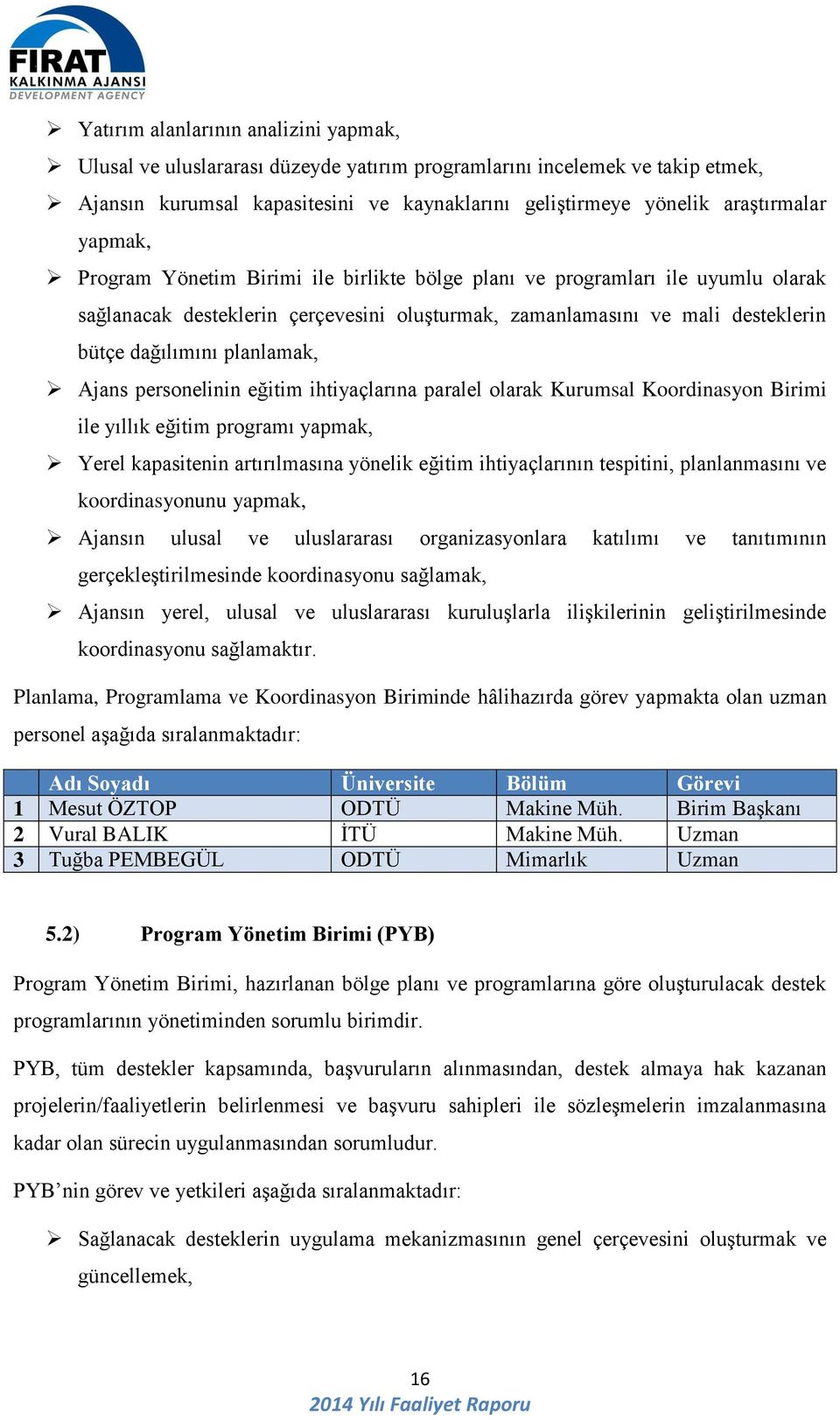 Ajans personelinin eğitim ihtiyaçlarına paralel olarak Kurumsal Koordinasyon Birimi ile yıllık eğitim programı yapmak, Yerel kapasitenin artırılmasına yönelik eğitim ihtiyaçlarının tespitini,