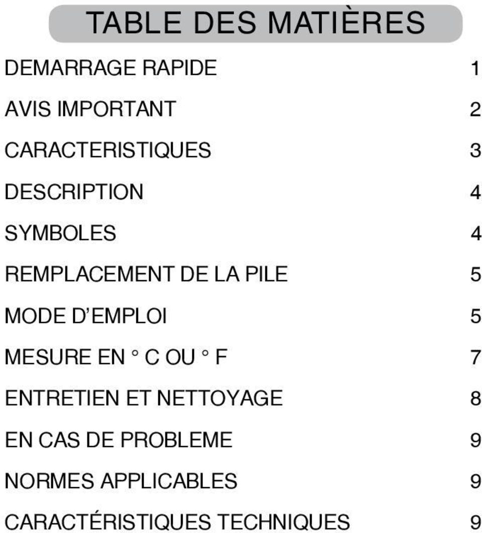 PILE 5 MODE D EMPLOI 5 MESURE EN C OU F 7 ENTRETIEN ET