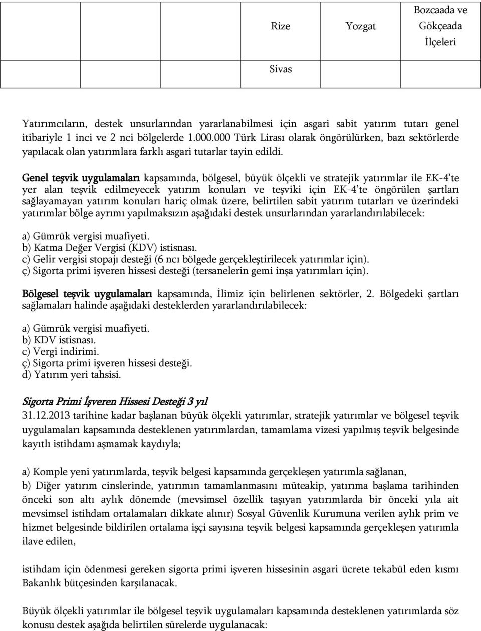 Genel teşvik uygulamaları kapsamında, bölgesel, büyük ölçekli ve stratejik yatırımlar ile EK-4 te yer alan teşvik edilmeyecek yatırım konuları ve teşviki için EK-4 te öngörülen şartları sağlayamayan