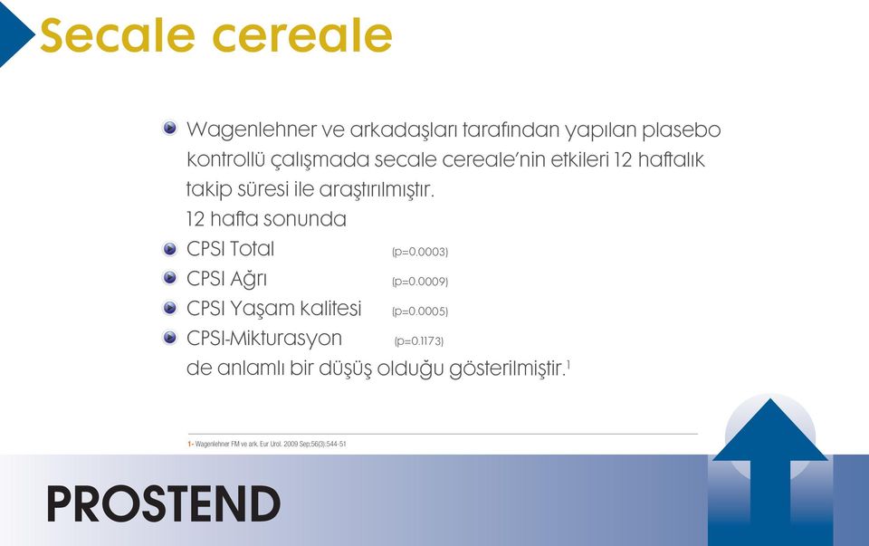 12 hafta sonunda CPSI Total CPSI Ağrı CPSI Yaşam kalitesi CPSI-Mikturasyon (p=0.0003) (p=0.