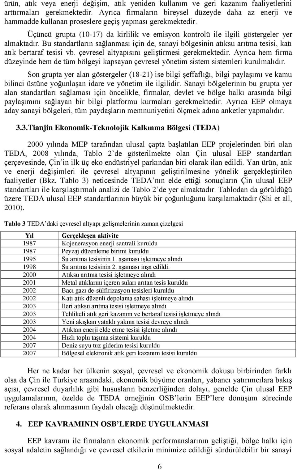 Üçüncü grupta (10-17) da kirlilik ve emisyon kontrolü ile ilgili göstergeler yer almaktadır. Bu standartların sağlanması için de, sanayi bölgesinin atıksu arıtma tesisi, katı atık bertaraf tesisi vb.