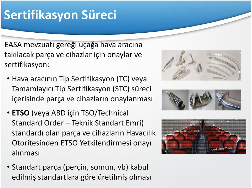 ETSO (veya ABD için TSO/Technical Standard Order Teknik Standart Emri) standardı olan parça ve cihazların Havacılık