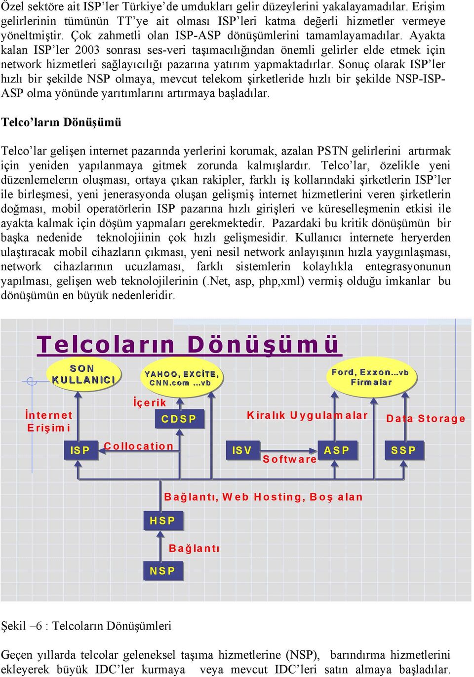 Ayakta kalan ISP ler 2003 sonrası ses-veri taşımacılığından önemli gelirler elde etmek için network hizmetleri sağlayıcılığı pazarına yatırım yapmaktadırlar.