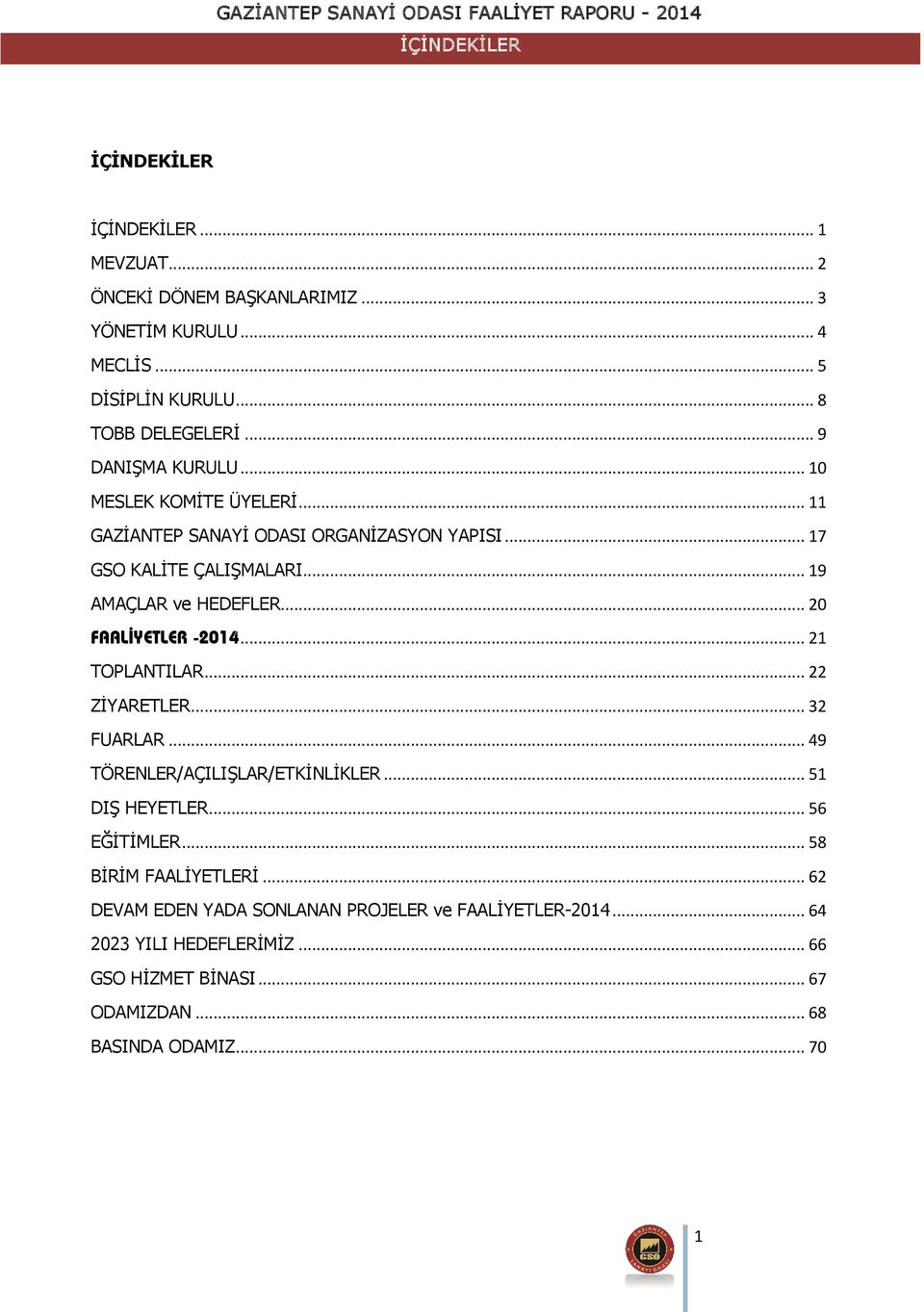 .. 20 FAALİYETLER -2014... 21 TOPLANTILAR... 22 ZİYARETLER... 32 FUARLAR... 49 TÖRENLER/AÇILIŞLAR/ETKİNLİKLER... 51 DIŞ HEYETLER... 56 EĞİTİMLER.