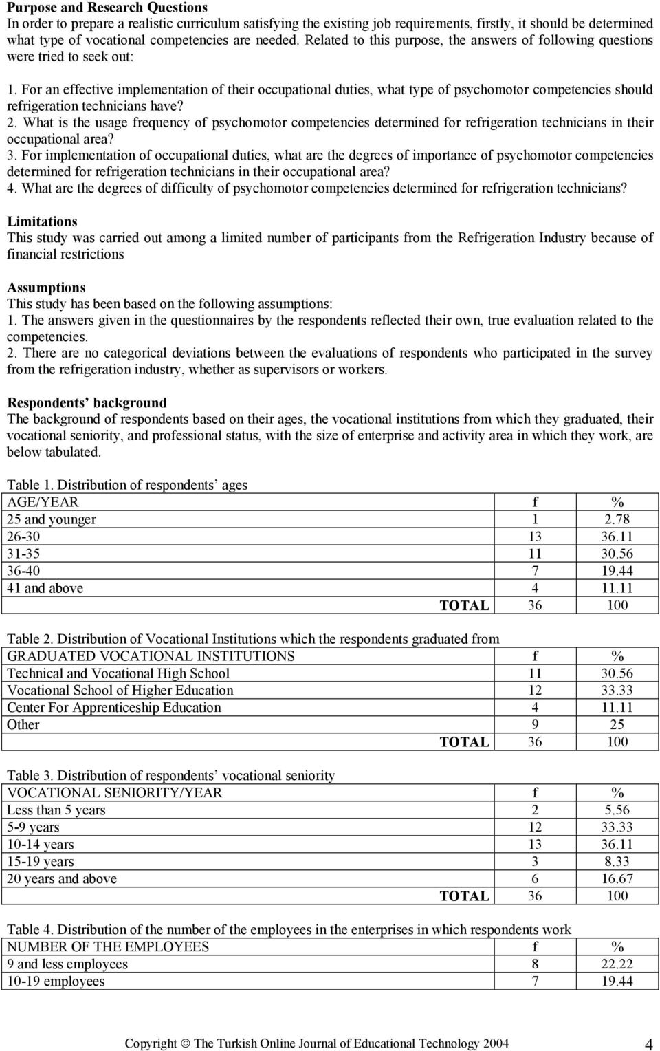 For an effective implementation of their occupational duties, what type of psychomotor competencies should refrigeration technicians have? 2.