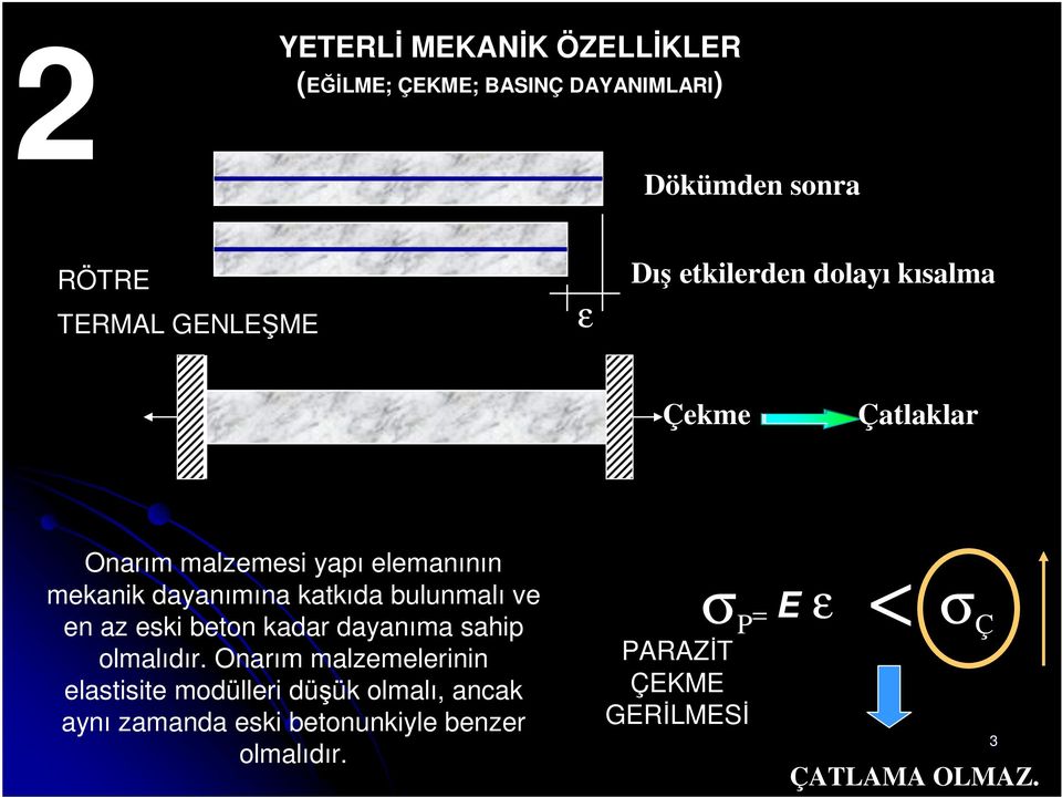 bulunmalı ve en az eski beton kadar dayanıma sahip olmalıdır.