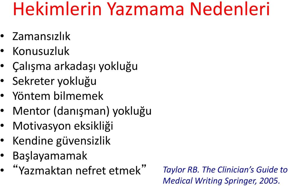 Motivasyon eksikliği Kendine güvensizlik Başlayamamak Yazmaktan