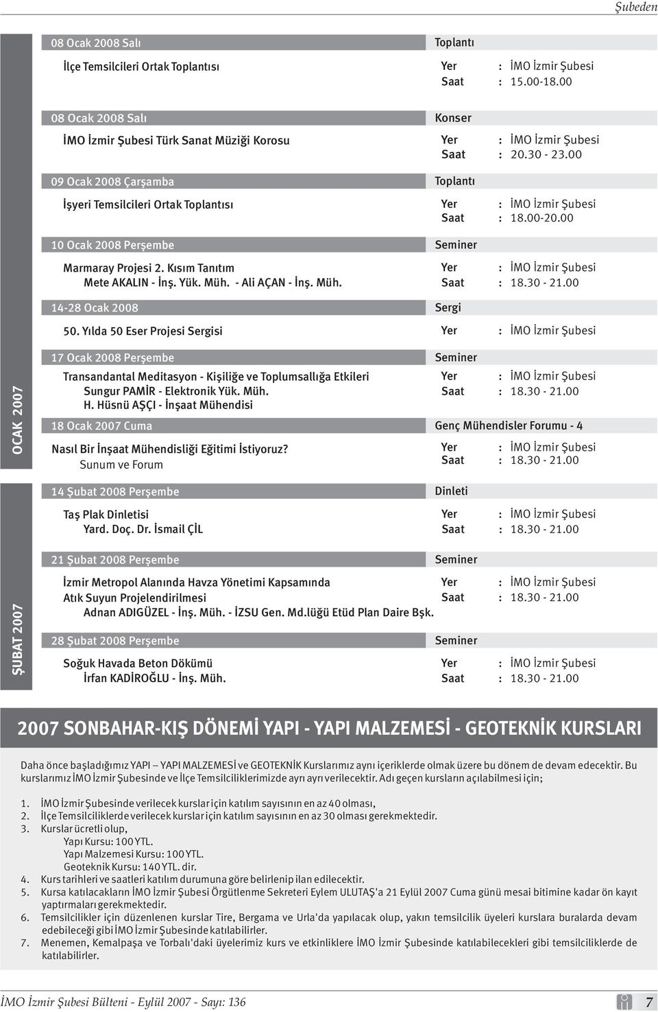 00-20.00 10 Ocak 2008 Perşembe Marmaray Projesi 2. Kısım Tanıtım Yer : İMO İzmir Şubesi Mete AKALIN - İnş. Yük. Müh. - Ali AÇAN - İnş. Müh. Saat : 18.30-21.