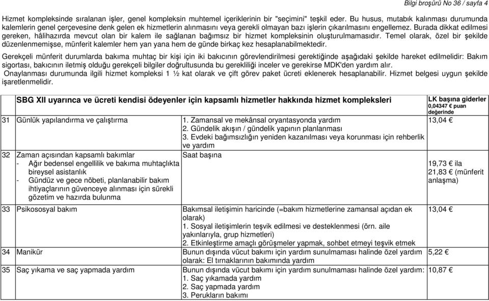 Burada dikkat edilmesi gereken, hâlihazırda mevcut olan bir kalem ile sağlanan bağımsız bir hizmet kompleksinin oluşturulmamasıdır.