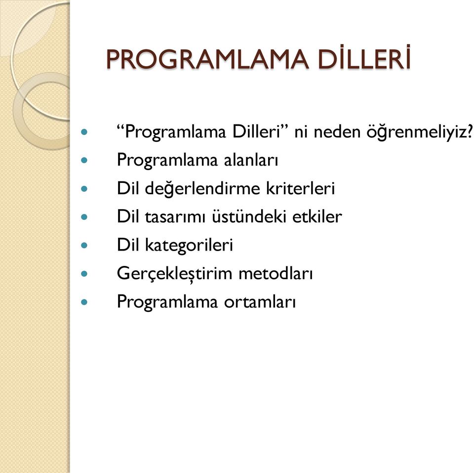 Programlama alanları Dil değerlendirme kriterleri