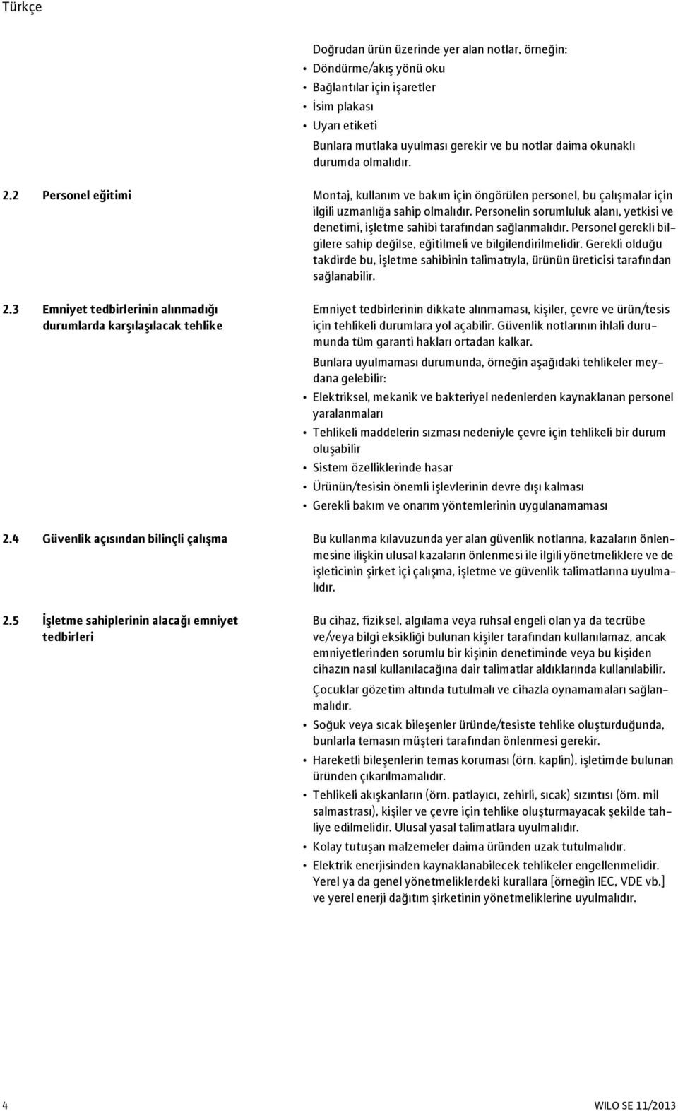 Personelin sorumluluk alanı, yetkisi ve denetimi, işletme sahibi tarafından sağlanmalıdır. Personel gerekli bilgilere sahip değilse, eğitilmeli ve bilgilendirilmelidir.