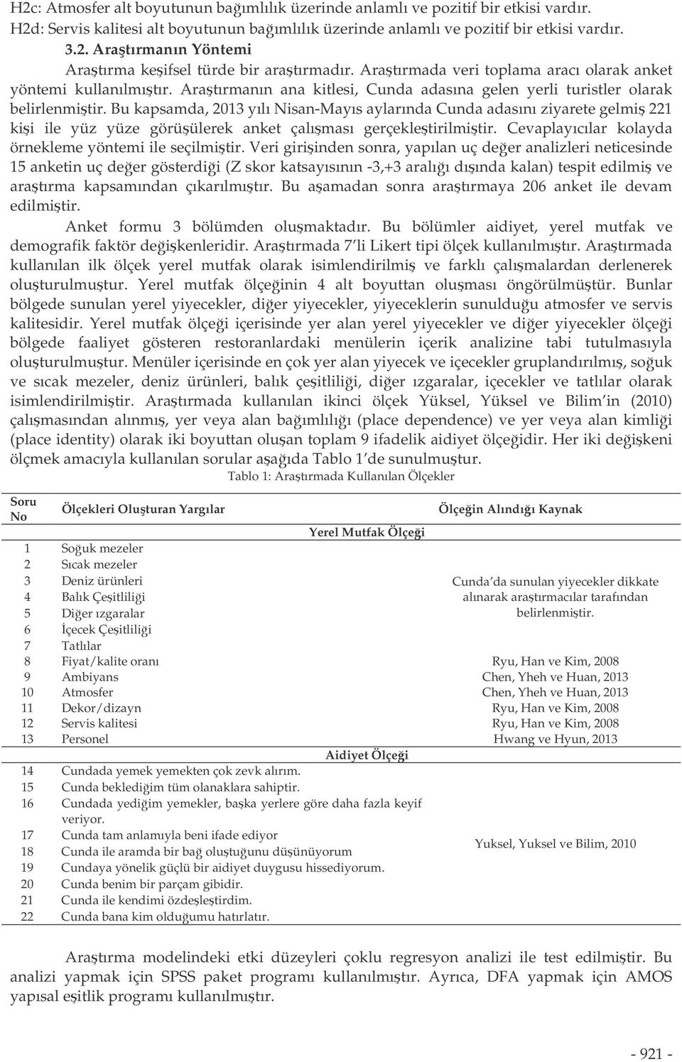 Bu kapsamda, 2013 yılı Nisan-Mayıs aylarında Cunda adasını ziyarete gelmi 221 kii ile yüz yüze görüülerek anket çalıması gerçekletirilmitir. Cevaplayıcılar kolayda örnekleme yöntemi ile seçilmitir.