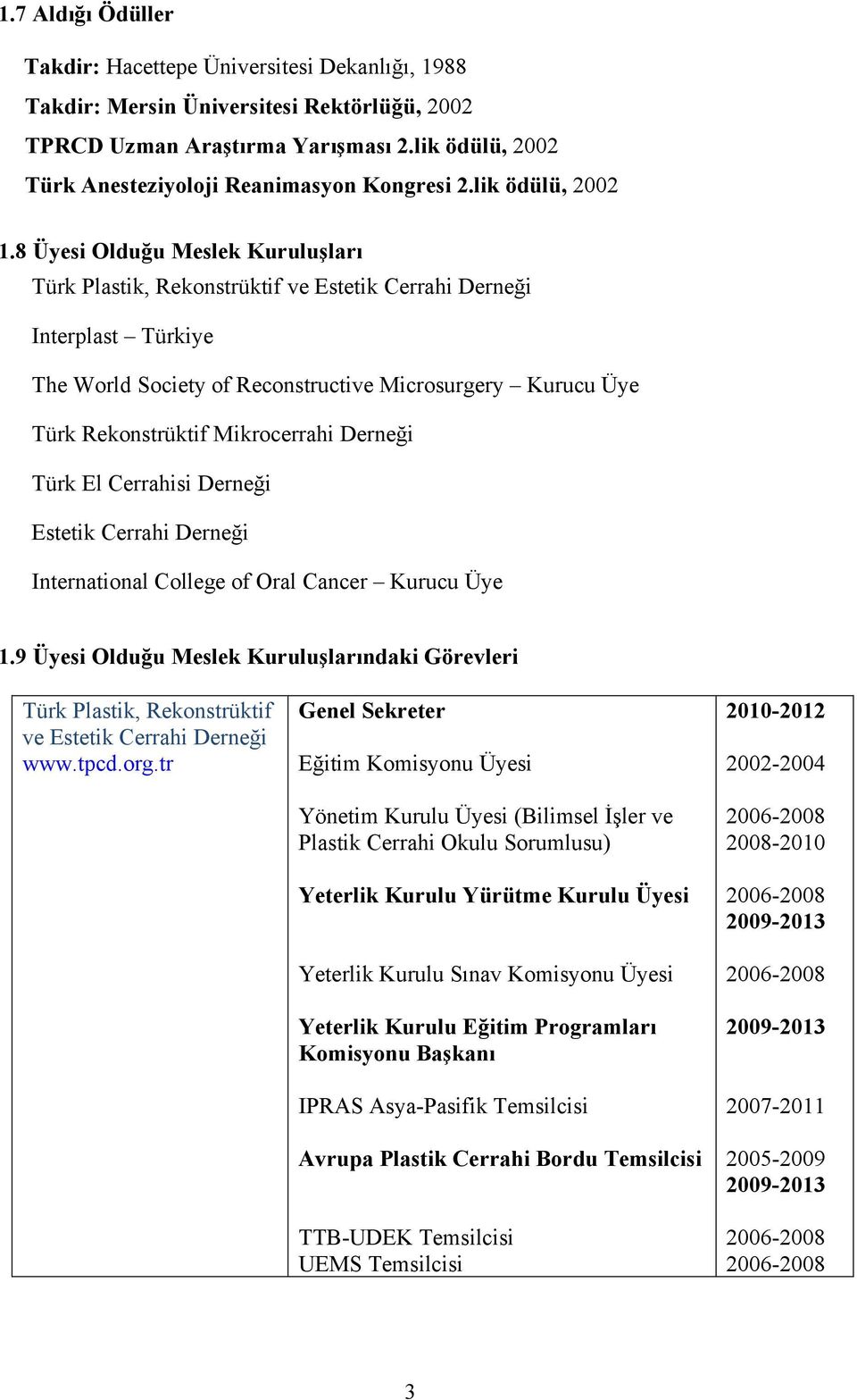 8 Üyesi Olduğu Meslek Kuruluşları Türk Plastik, Rekonstrüktif ve Estetik Cerrahi Derneği Interplast Türkiye The World Society of Reconstructive Microsurgery Kurucu Üye Türk Rekonstrüktif Mikrocerrahi