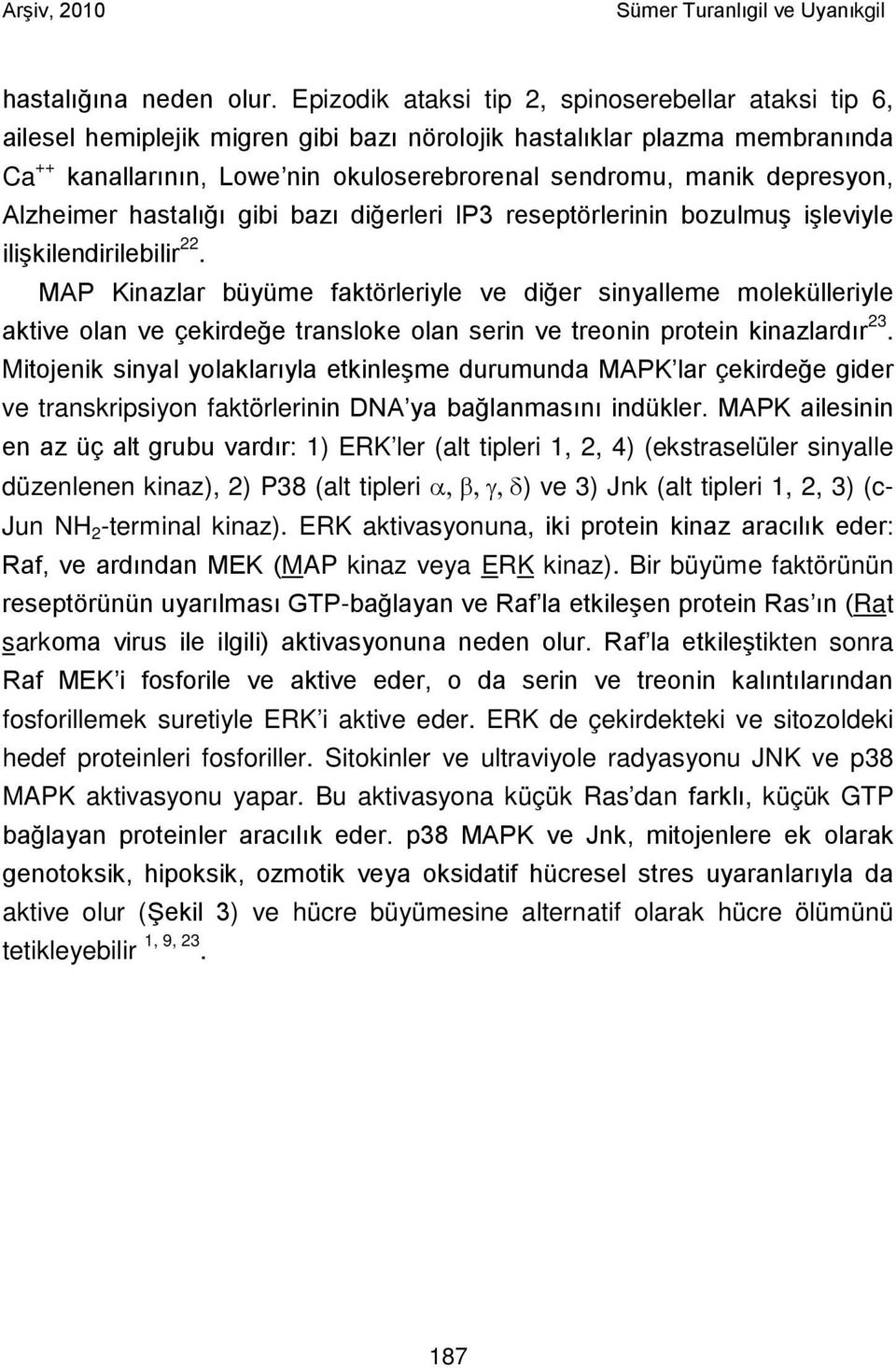 depresyon, Alzheimer hastalığı gibi bazı diğerleri IP3 reseptörlerinin bozulmuş işleviyle ilişkilendirilebilir 22.