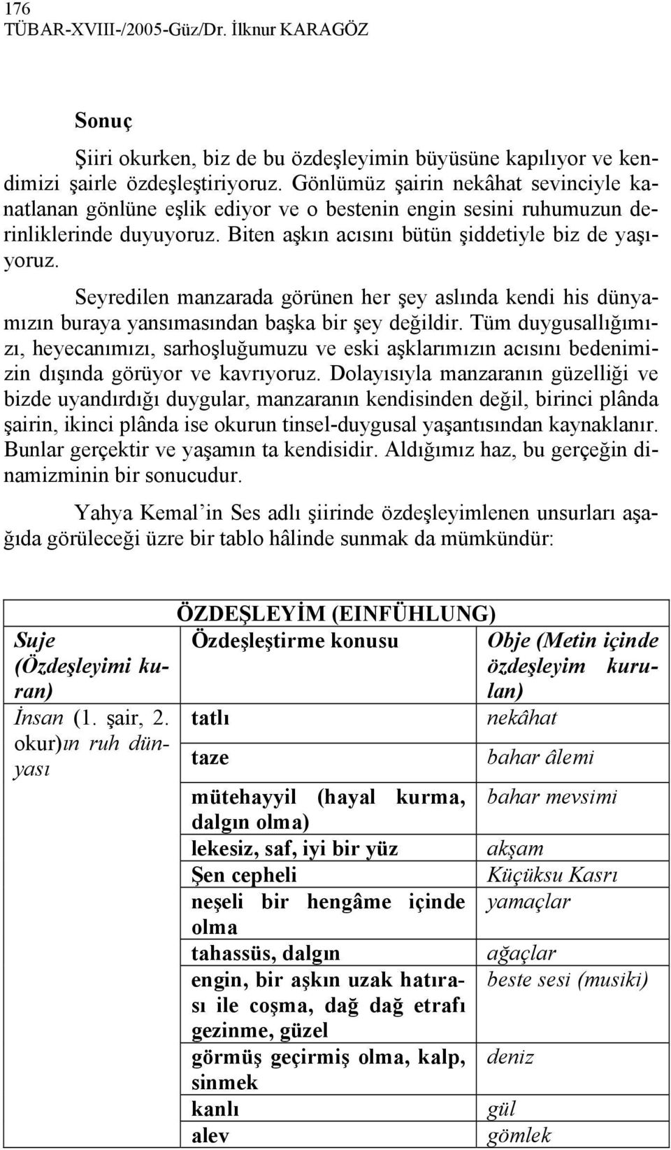 Seyredilen manzarada görünen her şey aslında kendi his dünyamızın buraya yansımasından başka bir şey değildir.