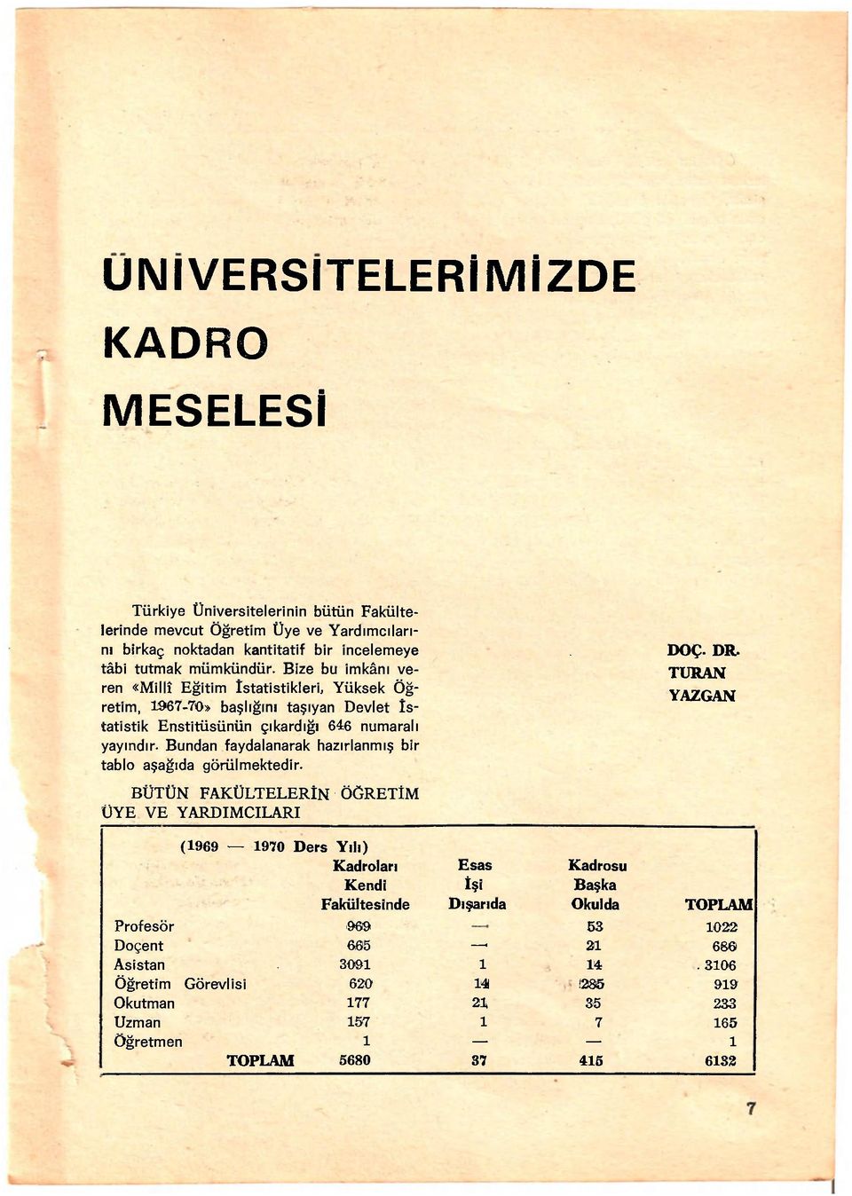 Bundan faydalanarak hazırlanmış bir tablo aşağıda görülmektedir. DOÇ. DR.