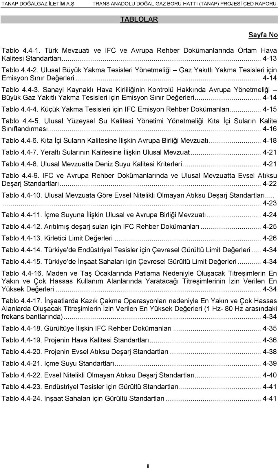 Sanayi Kaynaklı Hava Kirliliğinin Kontrolü Hakkında Avrupa Yönetmeliği Büyük Gaz Yakıtlı Yakma Tesisleri için Emisyon Sınır Değerleri... 4-14 Tablo 4.4-4.